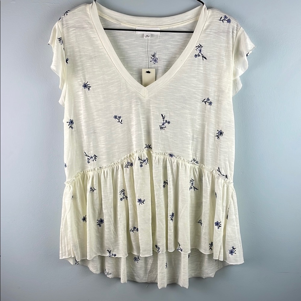 coco + jaimeson Floral Cream Top Size XL